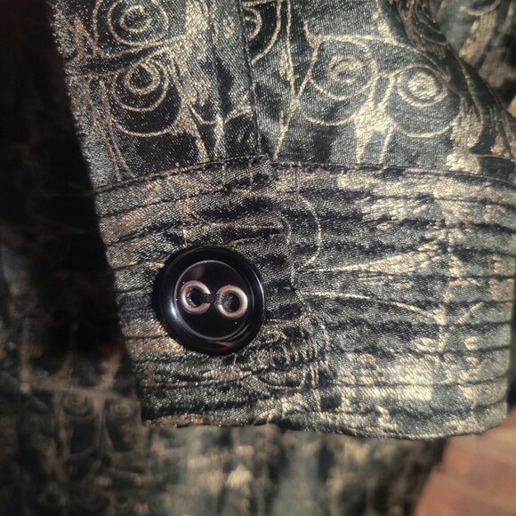 Chico's Black & Gold Owl-Patterned Metallic Blazer - Size 1 (Med/8) - Picture 6 of 12